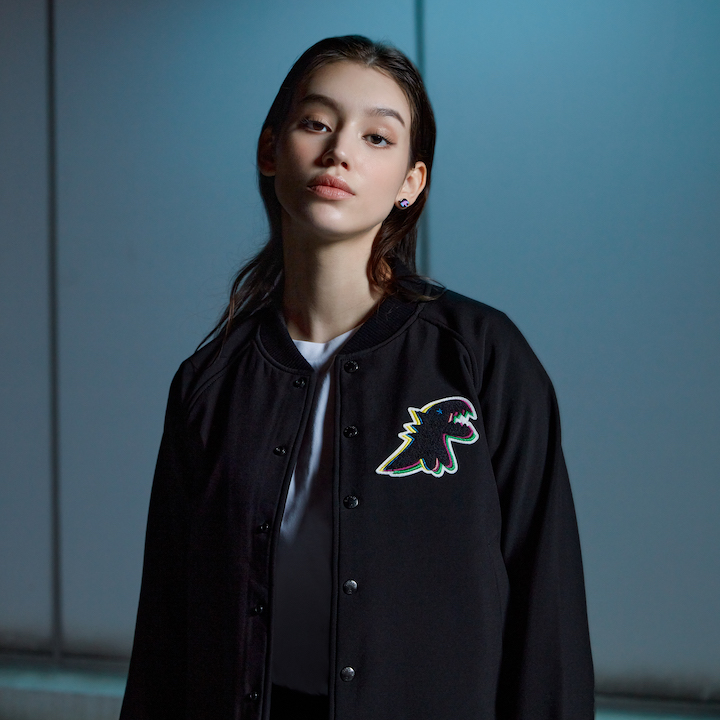 agnes b online exclusive flash sale discount style WOMEN’S DINO VARSITY JACKET