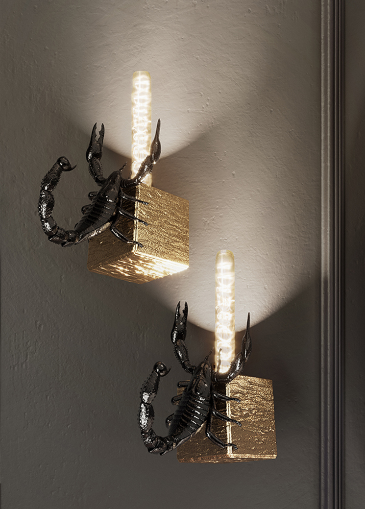 Handcrafted Cubic Filigree Scorpion Small Wall Lamp by Boca do Lobo