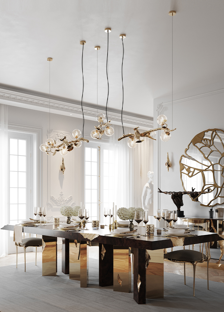 Hera Suspension Lamp - Boca do Lobo Gold Chandelier